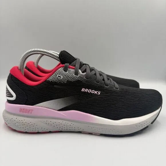 Brooks Ghost 16 Women's Size 9 B Black Red Running Shoes Sneakers 1204071B051 - Picture 1 of 9